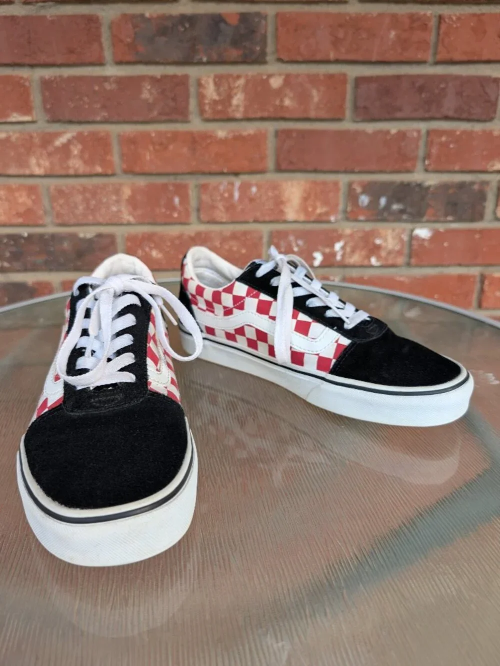 Women's VANS Red White Checkerboard Skate Shoes Size 9.5